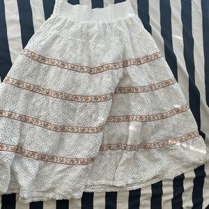 Anany White Lace Floral Ribbon Skirt